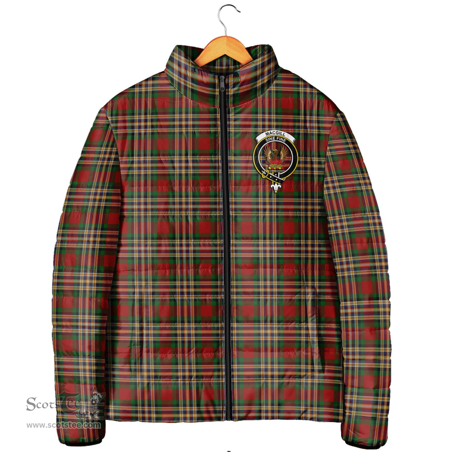 Scottish MacGill Clan Crest Tartan Padded Jacket with Family Crest - Tartan Plaid Jacket ScotsTee Shop - Tartan Plaid - scotstee.com