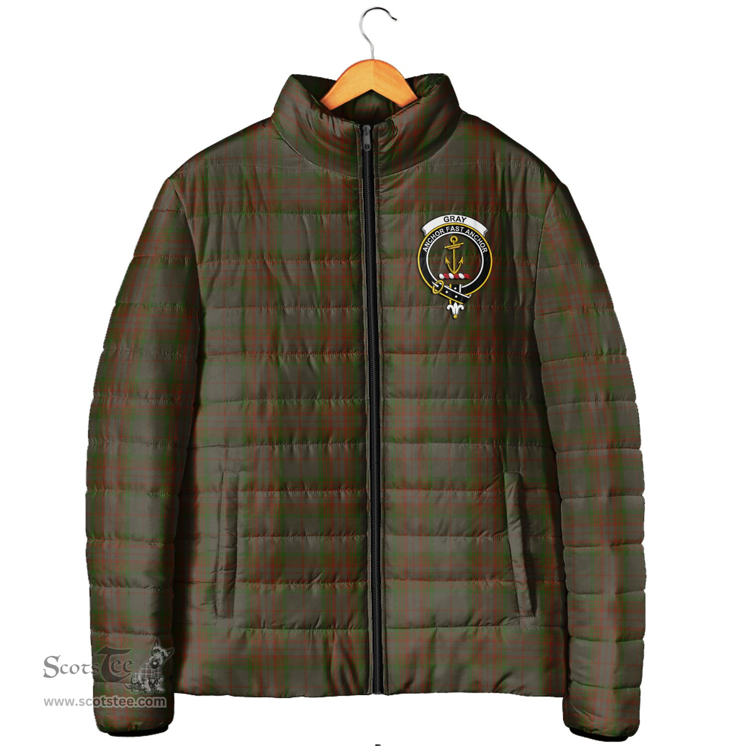 Scottish Gray Clan Crest Tartan Padded Jacket with Family Crest - Tartan Plaid Jacket ScotsTee Shop - Tartan Plaid - scotstee.com