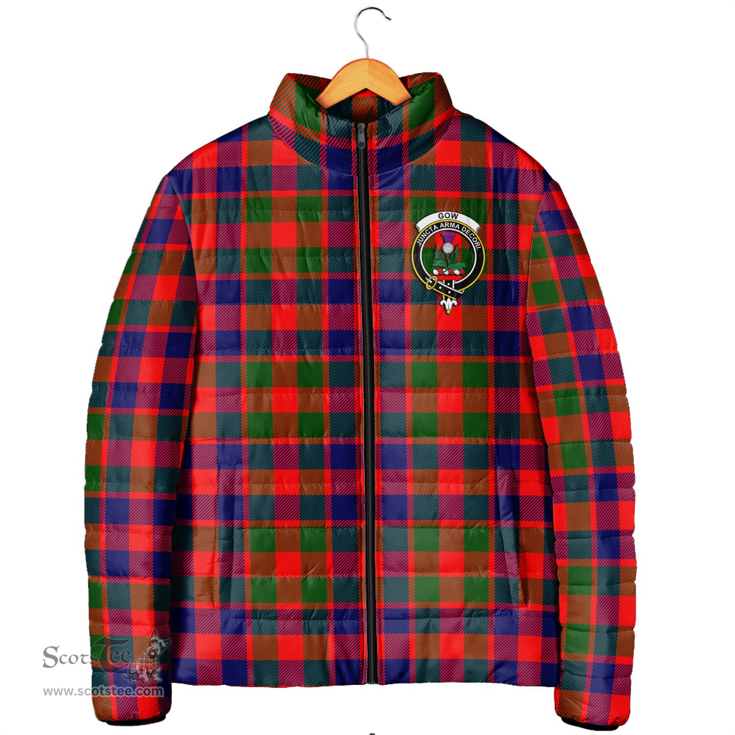 Scottish Gow of Skeoch Clan Crest Tartan Padded Jacket with Family Crest - Tartan Plaid Jacket ScotsTee Shop - Tartan Plaid - scotstee.com