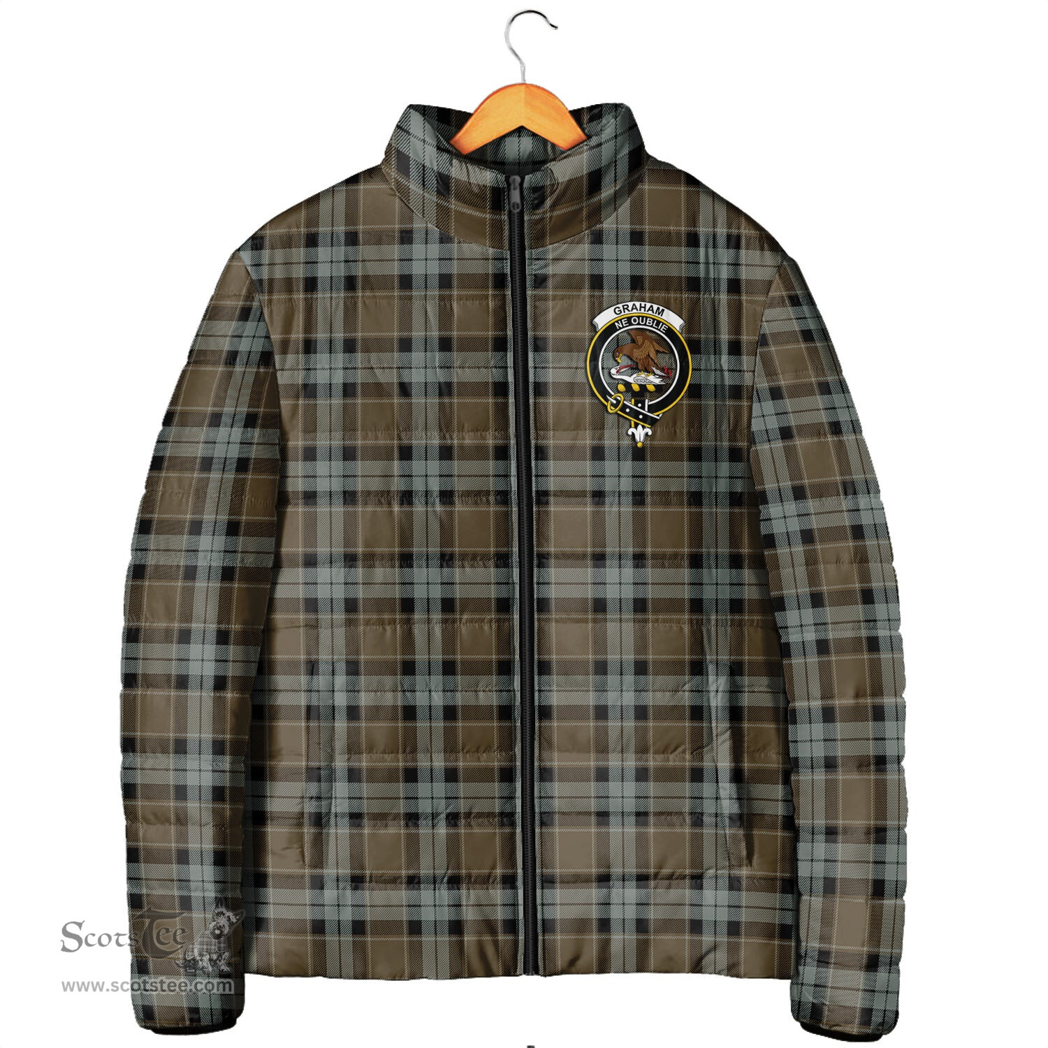 Scottish Graham of Menteith Weathered Clan Crest Tartan Padded Jacket with Family Crest - Tartan Plaid Jacket ScotsTee Shop - Tartan Plaid - scotstee.com