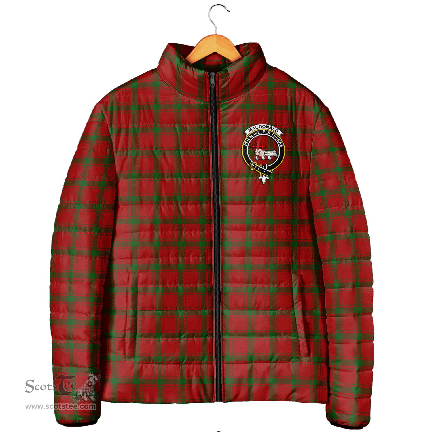 Scottish MacDonald of Sleat Clan Crest Tartan Padded Jacket with Family Crest - Tartan Plaid Jacket ScotsTee Shop - Tartan Plaid - scotstee.com