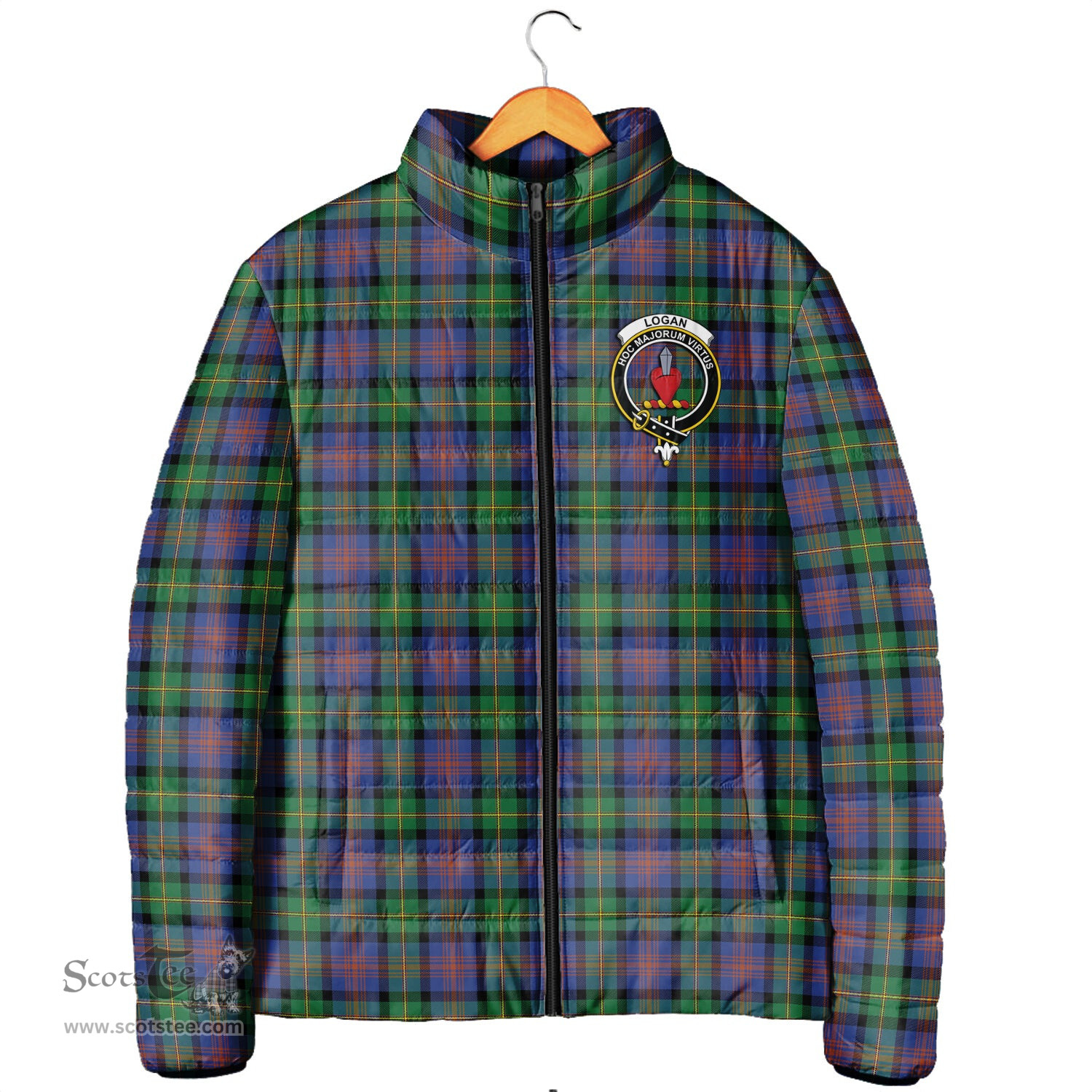 Scottish Logan Ancient Clan Crest Tartan Padded Jacket with Family Crest - Tartan Plaid Jacket ScotsTee Shop - Tartan Plaid - scotstee.com