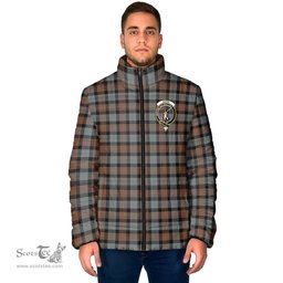 Scottish Gunn Weathered Clan Crest Tartan Padded Jacket with Family Crest - Tartan Plaid Jacket ScotsTee Shop - Tartan Plaid - scotstee.com