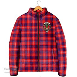 Scottish Hamilton Modern Clan Crest Tartan Padded Jacket with Family Crest - Tartan Plaid Jacket ScotsTee Shop - Tartan Plaid - scotstee.com