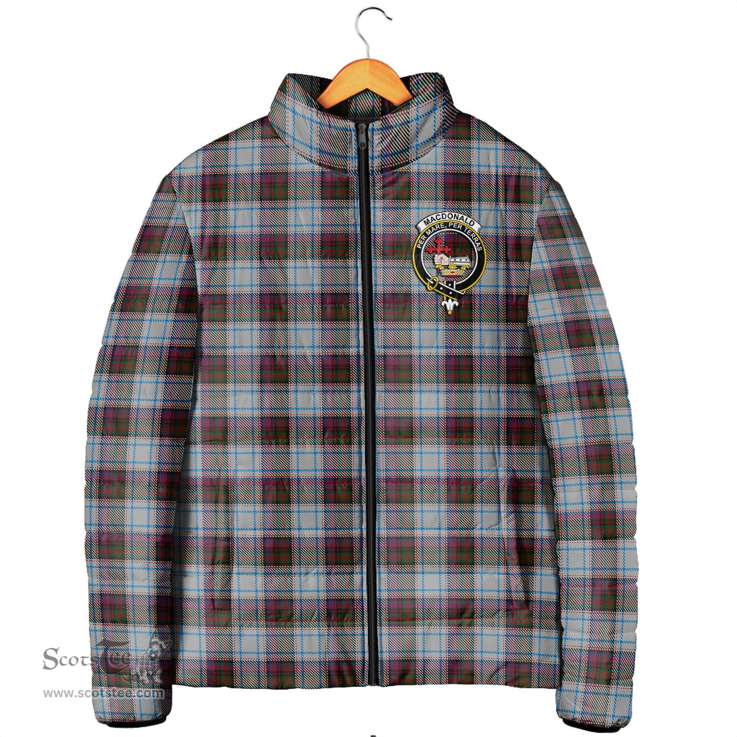 Scottish MacDonald Dress Ancient Clan Crest Tartan Padded Jacket with Family Crest - Tartan Plaid Jacket ScotsTee Shop - Tartan Plaid - scotstee.com