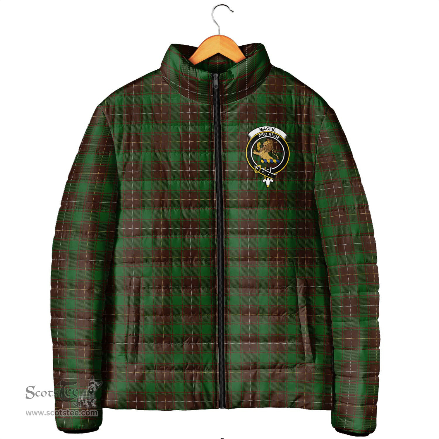 Scottish MacFie Hunting Clan Crest Tartan Padded Jacket with Family Crest - Tartan Plaid Jacket ScotsTee Shop - Tartan Plaid - scotstee.com