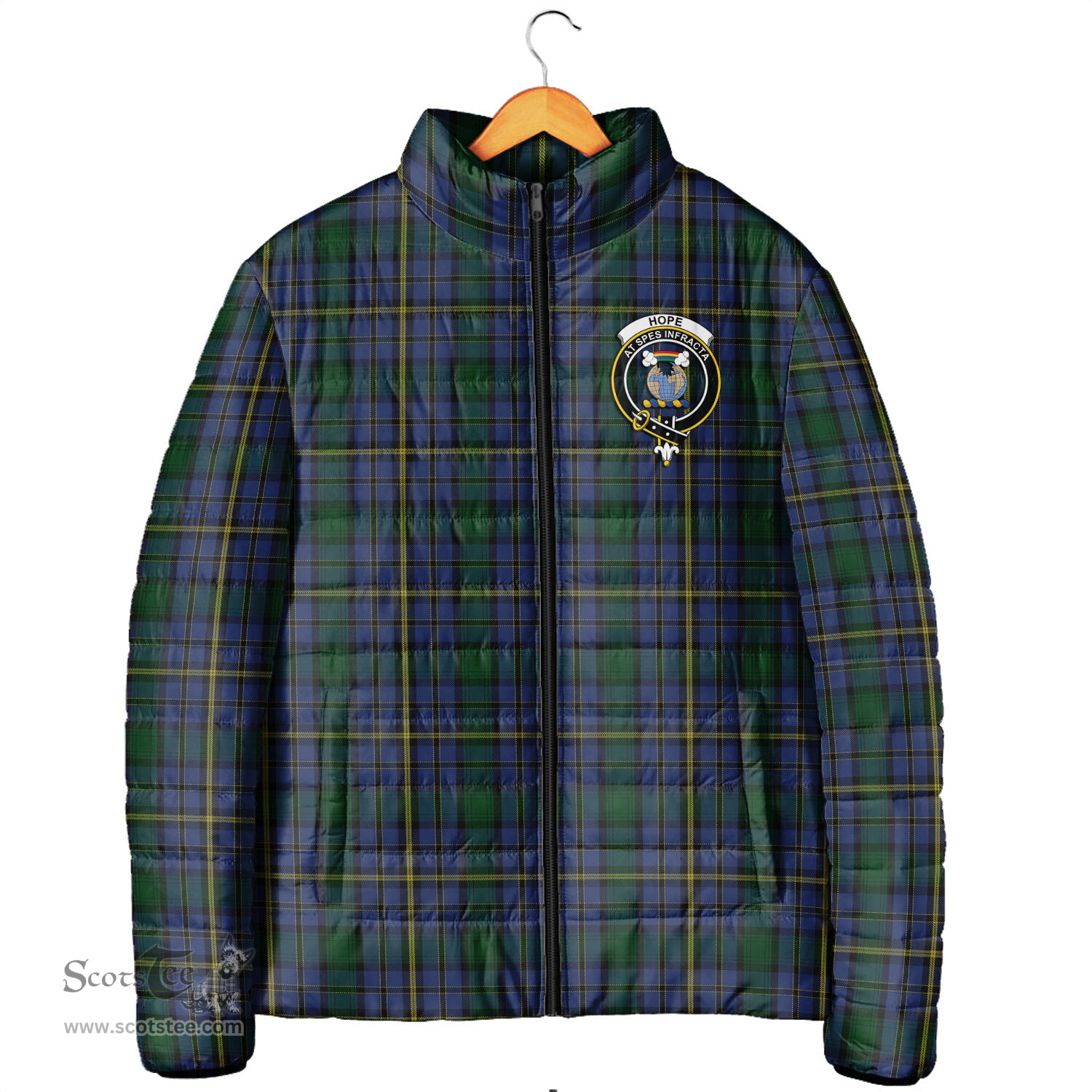 Scottish Hope Clan Originaux Clan Crest Tartan Padded Jacket with Family Crest - Tartan Plaid Jacket ScotsTee Shop - Tartan Plaid - scotstee.com