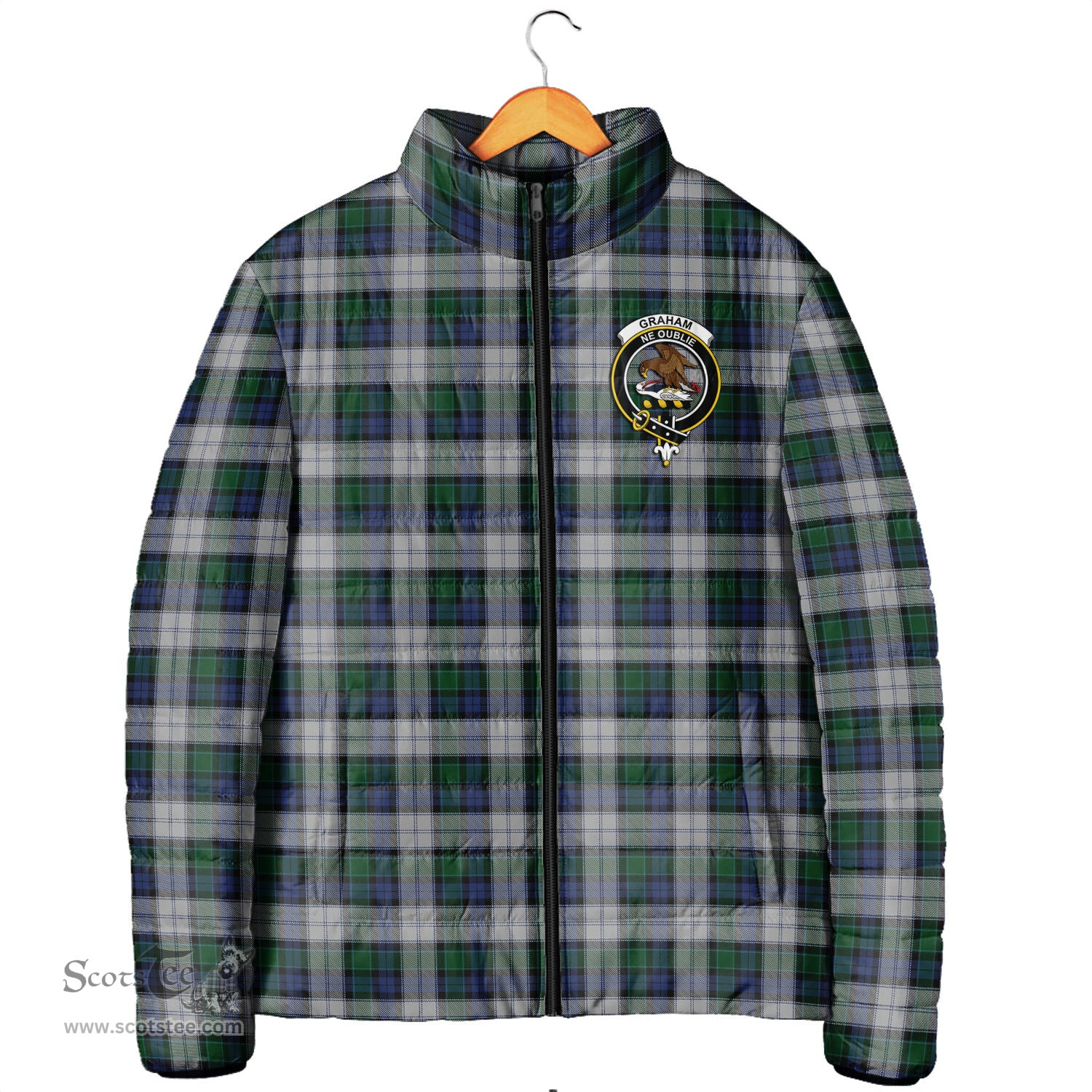 Scottish Graham Dress Clan Crest Tartan Padded Jacket with Family Crest - Tartan Plaid Jacket ScotsTee Shop - Tartan Plaid - scotstee.com
