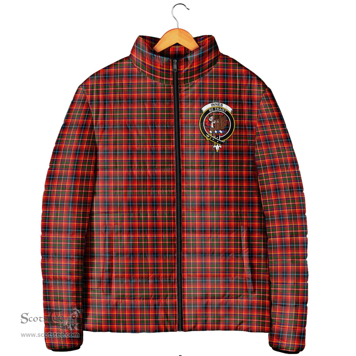 Scottish Innes Modern Clan Crest Tartan Padded Jacket with Family Crest - Tartan Plaid Jacket ScotsTee Shop - Tartan Plaid - scotstee.com
