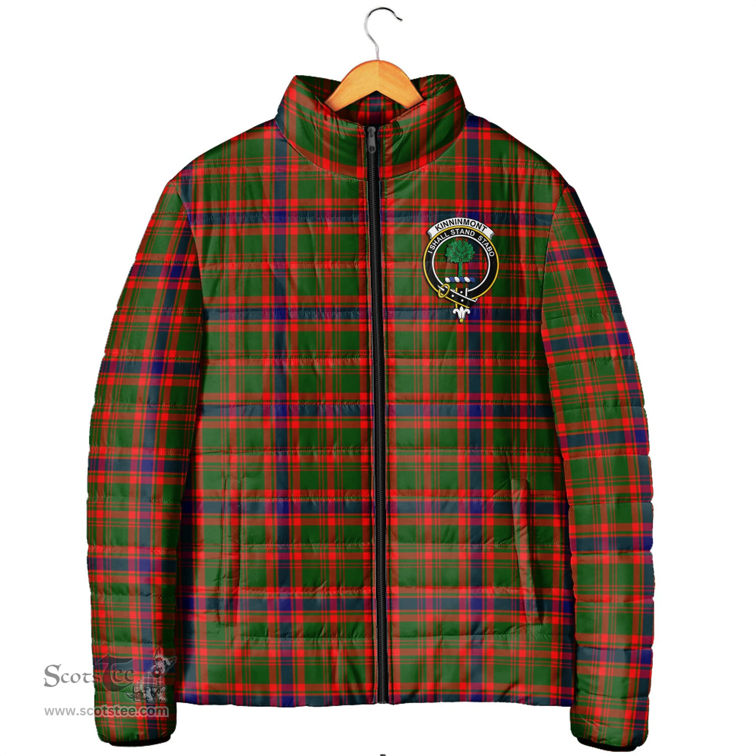 Scottish Kinninmont Clan Crest Tartan Padded Jacket with Family Crest - Tartan Plaid Jacket ScotsTee Shop - Tartan Plaid - scotstee.com