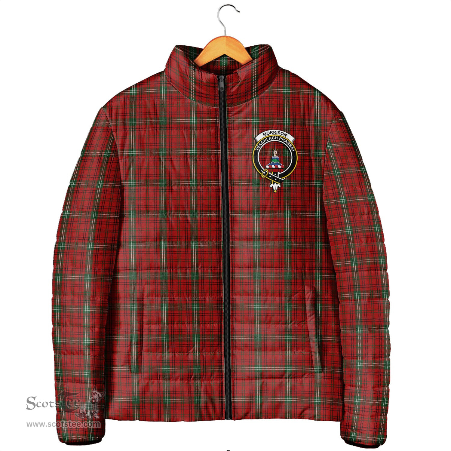 Scottish Morrison Ancient Clan Crest Tartan Padded Jacket with Family Crest - Tartan Plaid Jacket ScotsTee Shop - Tartan Plaid - scotstee.com
