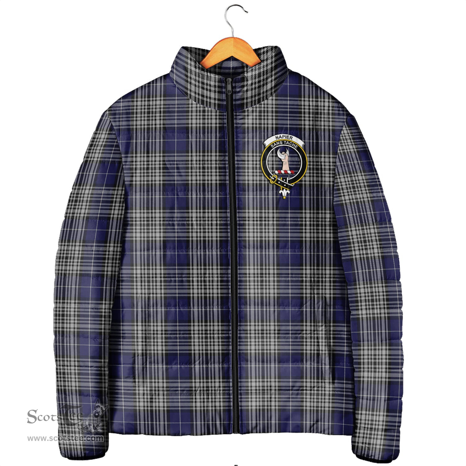Scottish Napier Clan Crest Tartan Padded Jacket with Family Crest - Tartan Plaid Jacket ScotsTee Shop - Tartan Plaid - scotstee.com