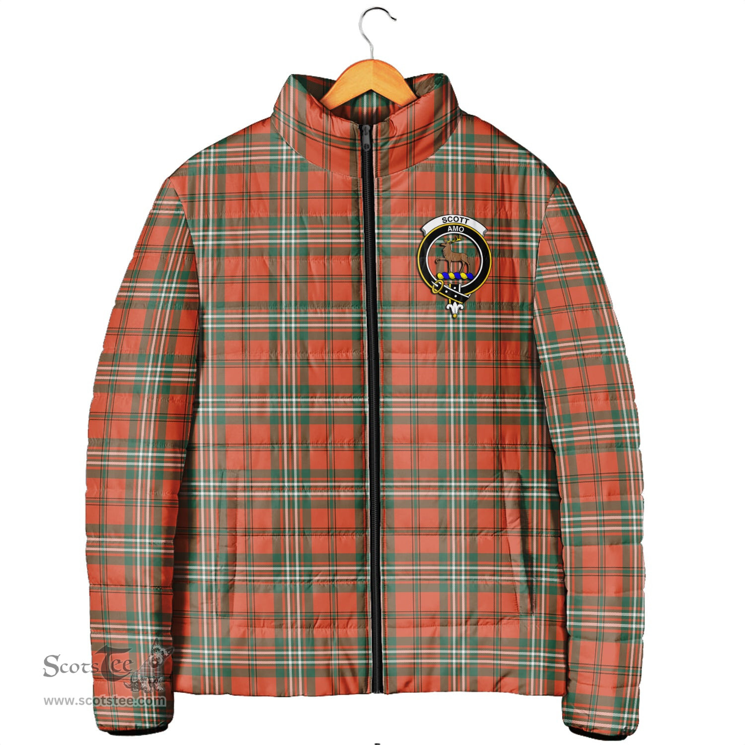 Scottish Scott Ancient Clan Crest Tartan Padded Jacket with Family Crest - Tartan Plaid Jacket ScotsTee Shop - Tartan Plaid - scotstee.com