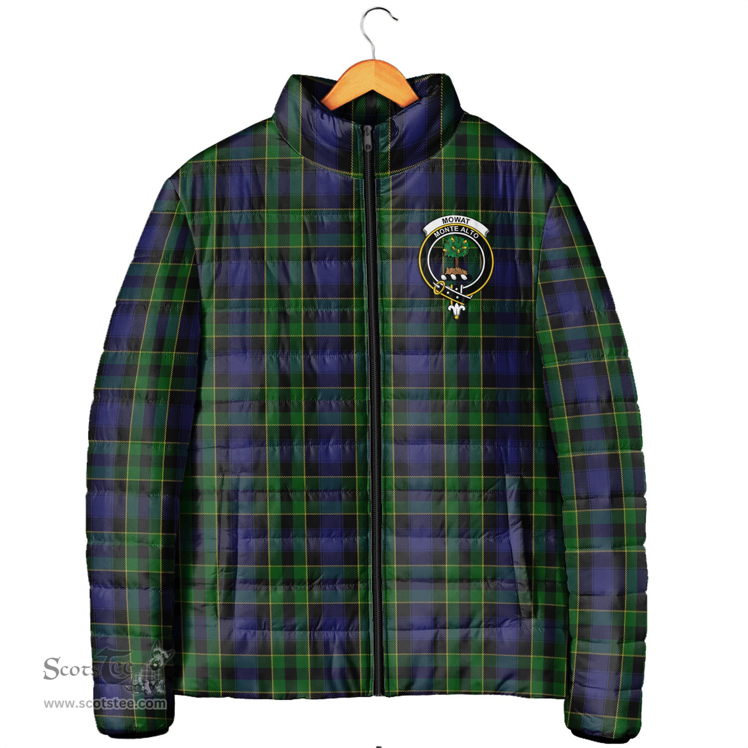 Scottish Mowat Clan Crest Tartan Padded Jacket with Family Crest - Tartan Plaid Jacket ScotsTee Shop - Tartan Plaid - scotstee.com
