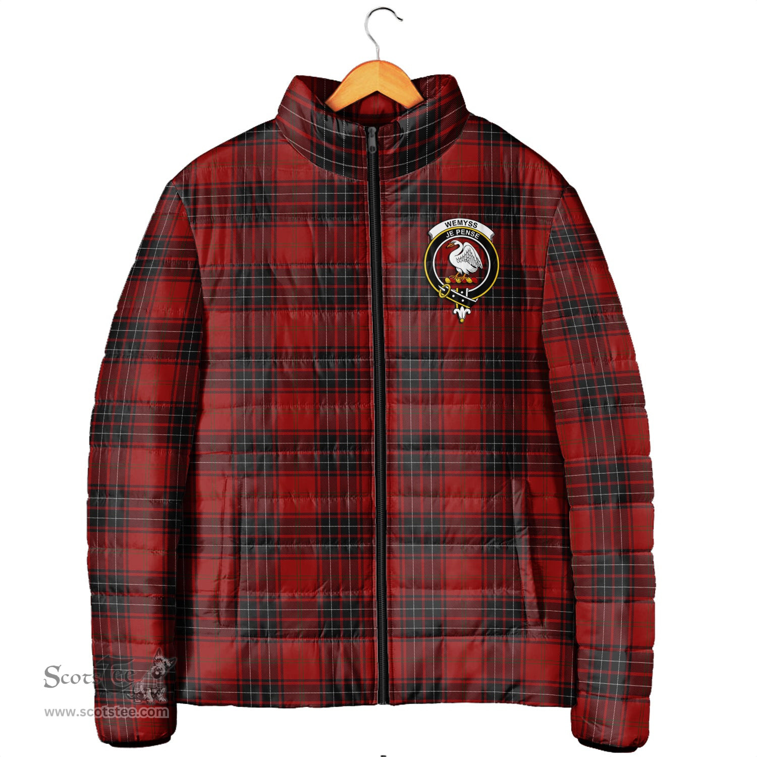Scottish Wemyss Clan Crest Tartan Padded Jacket with Family Crest - Tartan Plaid Jacket ScotsTee Shop - Tartan Plaid - scotstee.com