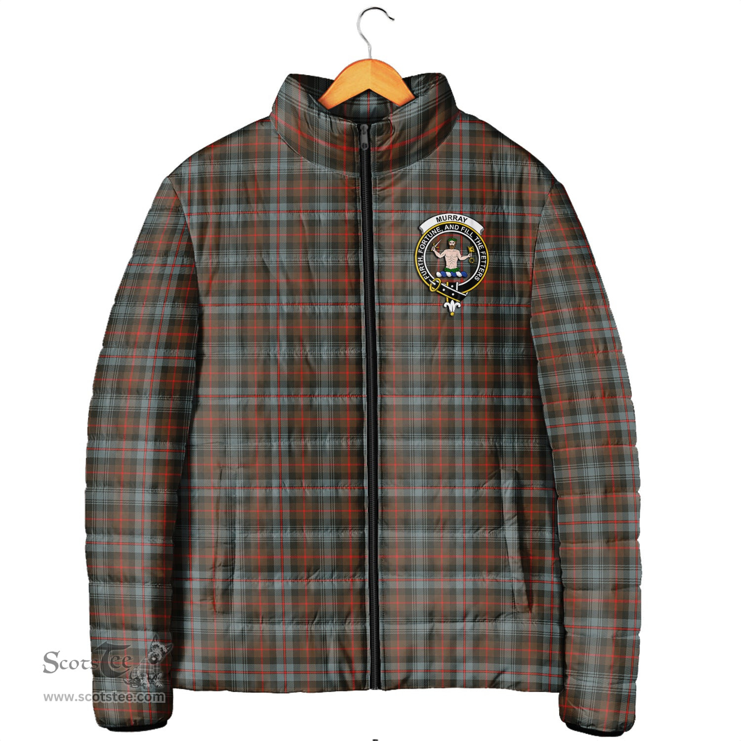Scottish Murray of Atholl Weathered Clan Crest Tartan Padded Jacket with Family Crest - Tartan Plaid Jacket ScotsTee Shop - Tartan Plaid - scotstee.com