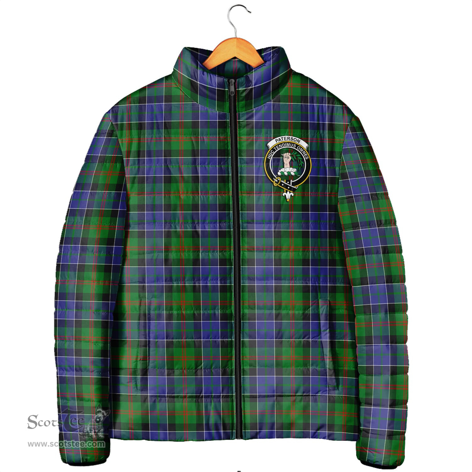 Scottish Paterson Clan Crest Tartan Padded Jacket with Family Crest - Tartan Plaid Jacket ScotsTee Shop - Tartan Plaid - scotstee.com