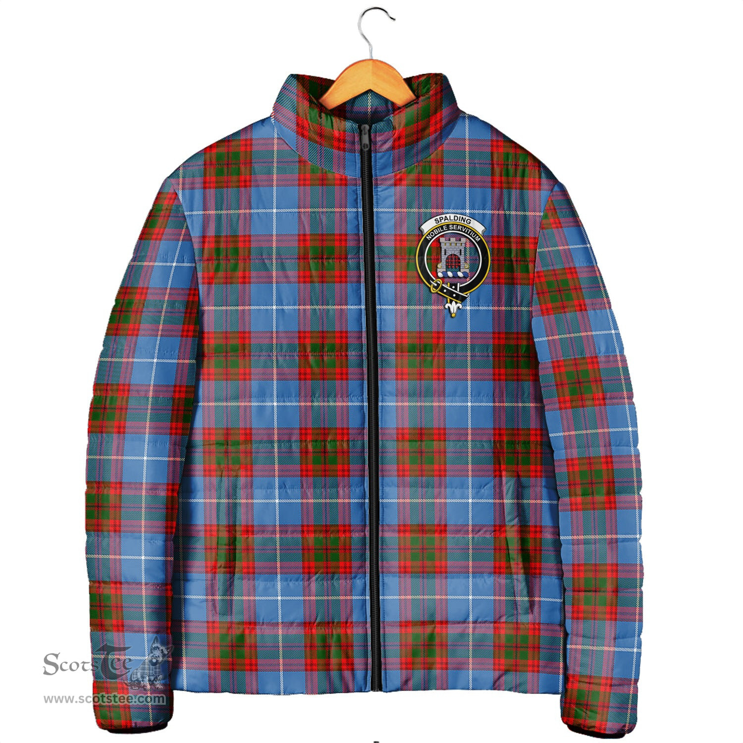 Scottish Spalding Clan Crest Tartan Padded Jacket with Family Crest - Tartan Plaid Jacket ScotsTee Shop - Tartan Plaid - scotstee.com