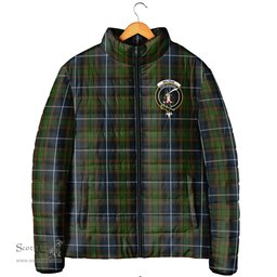 Scottish MacRae Hunting Clan Crest Tartan Padded Jacket with Family Crest - Tartan Plaid Jacket ScotsTee Shop - Tartan Plaid - scotstee.com