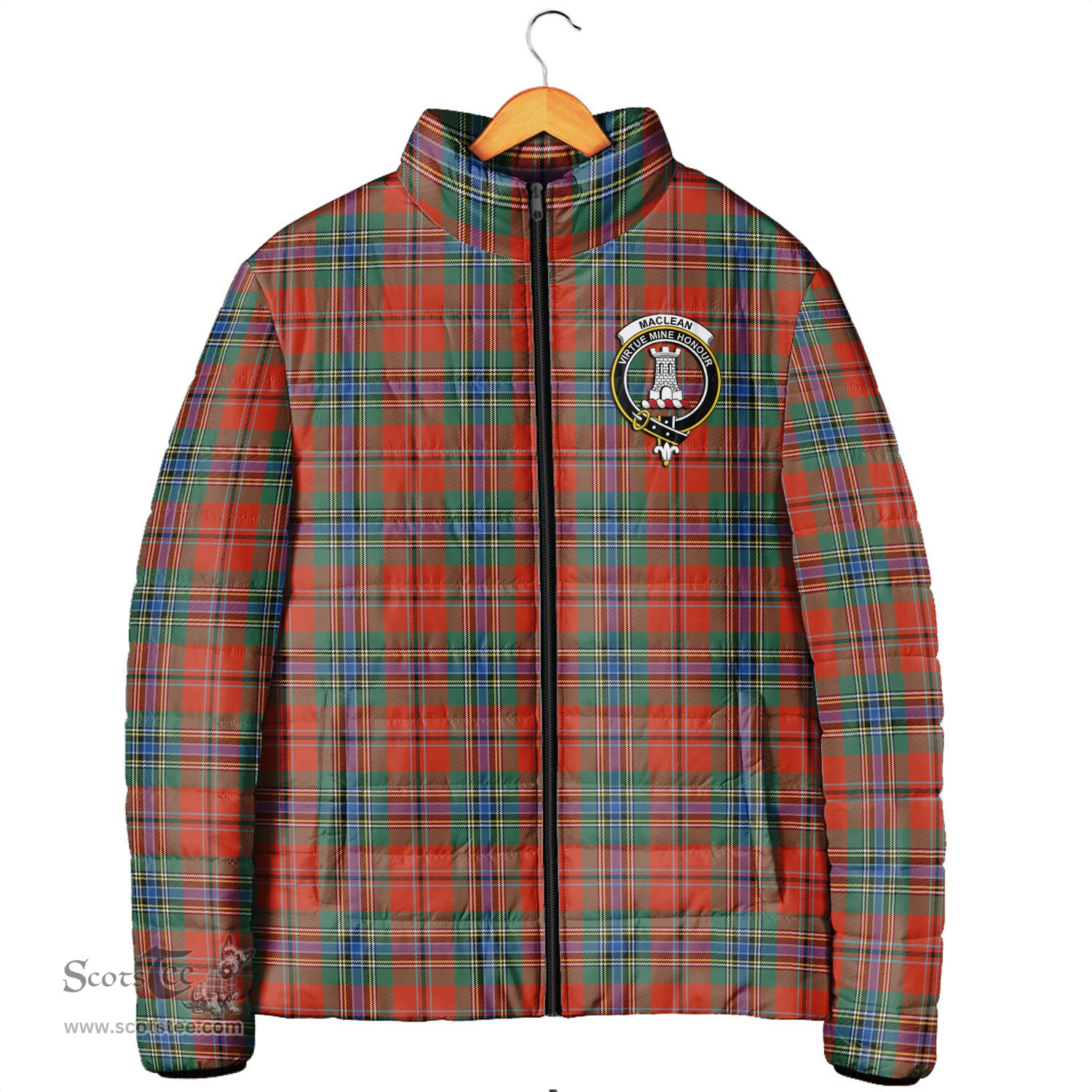 Scottish MacLean of Duart Ancient Clan Crest Tartan Padded Jacket with Family Crest - Tartan Plaid Jacket ScotsTee Shop - Tartan Plaid - scotstee.com