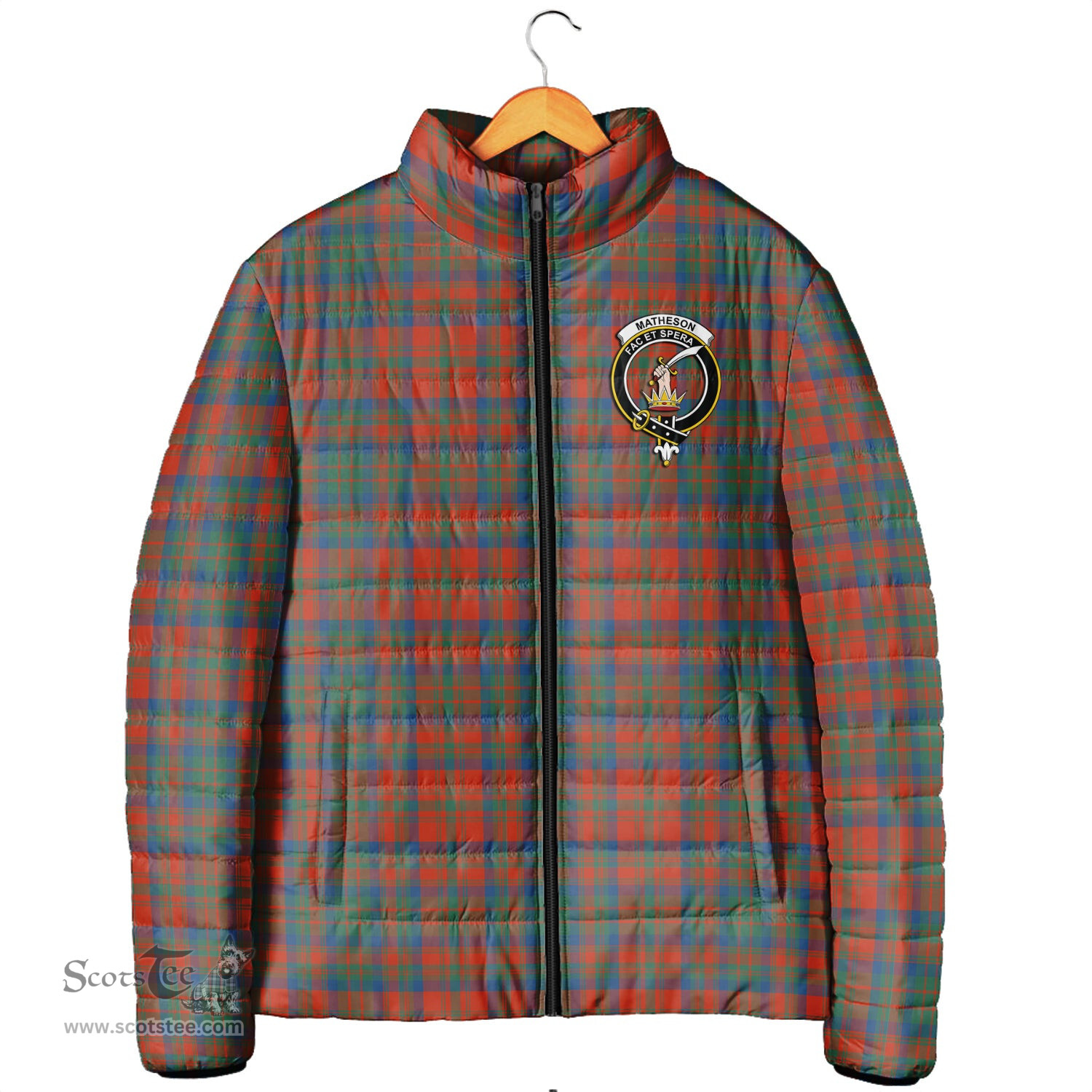 Scottish Matheson Ancient Clan Crest Tartan Padded Jacket with Family Crest - Tartan Plaid Jacket ScotsTee Shop - Tartan Plaid - scotstee.com
