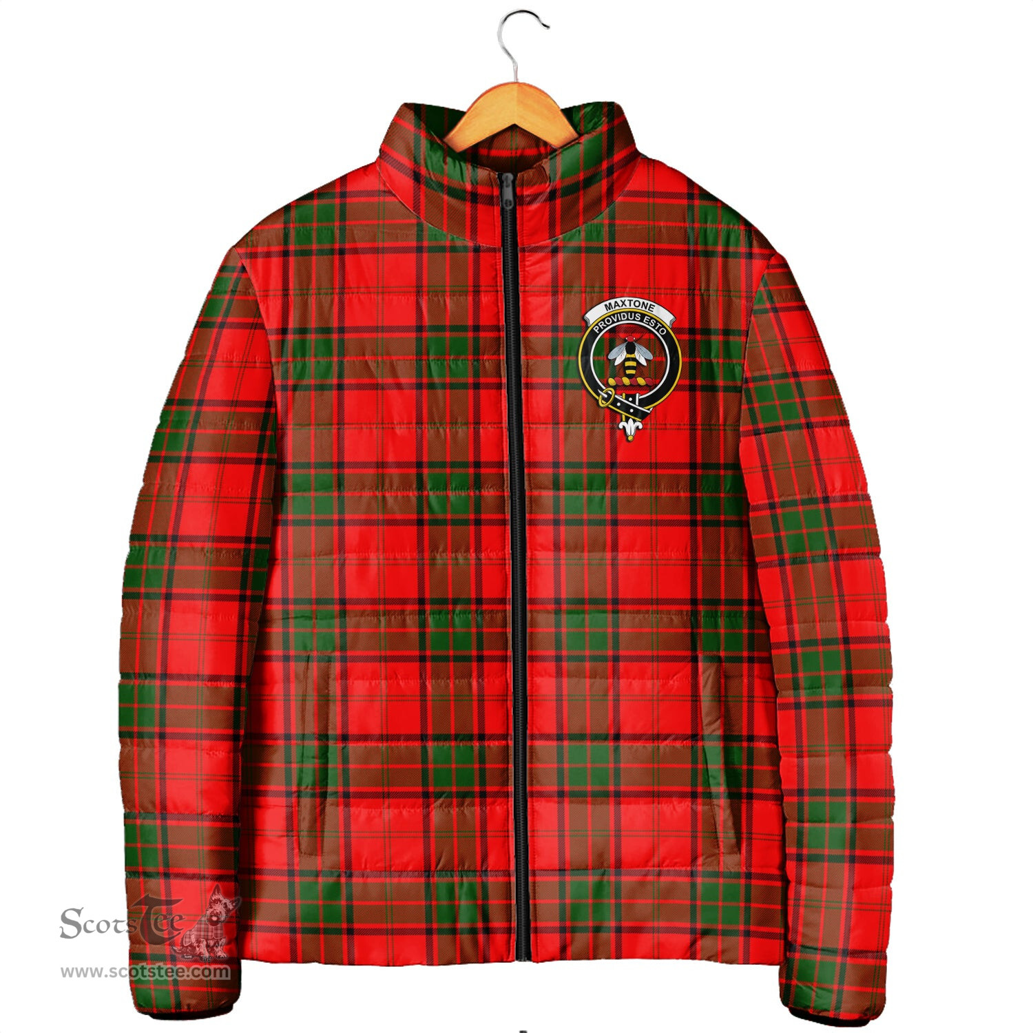 Scottish Maxtone Clan Crest Tartan Padded Jacket with Family Crest - Tartan Plaid Jacket ScotsTee Shop - Tartan Plaid - scotstee.com
