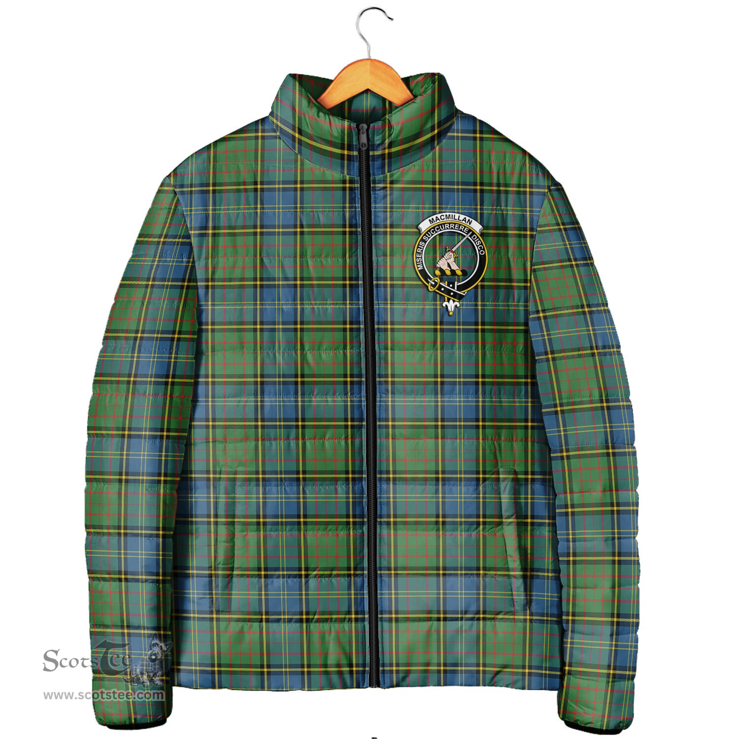 Scottish MacMillan Hunting Ancient Clan Crest Tartan Padded Jacket with Family Crest - Tartan Plaid Jacket ScotsTee Shop - Tartan Plaid - scotstee.com