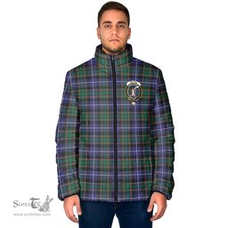Scottish MacRae Hunting Modern Clan Crest Tartan Padded Jacket with Family Crest - Tartan Plaid Jacket ScotsTee Shop - Tartan Plaid - scotstee.com
