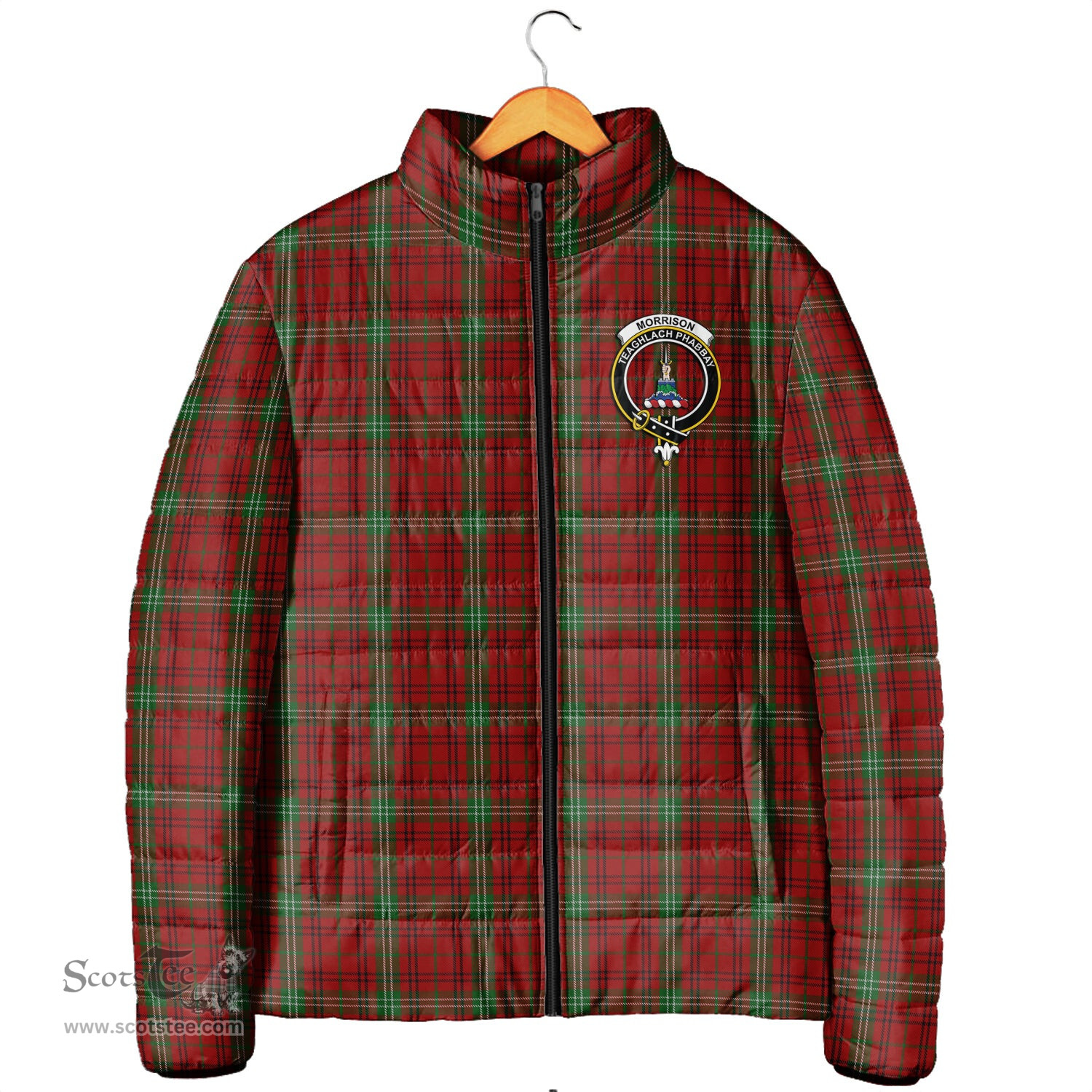 Scottish Morrison Clan Crest Tartan Padded Jacket with Family Crest - Tartan Plaid Jacket ScotsTee Shop - Tartan Plaid - scotstee.com