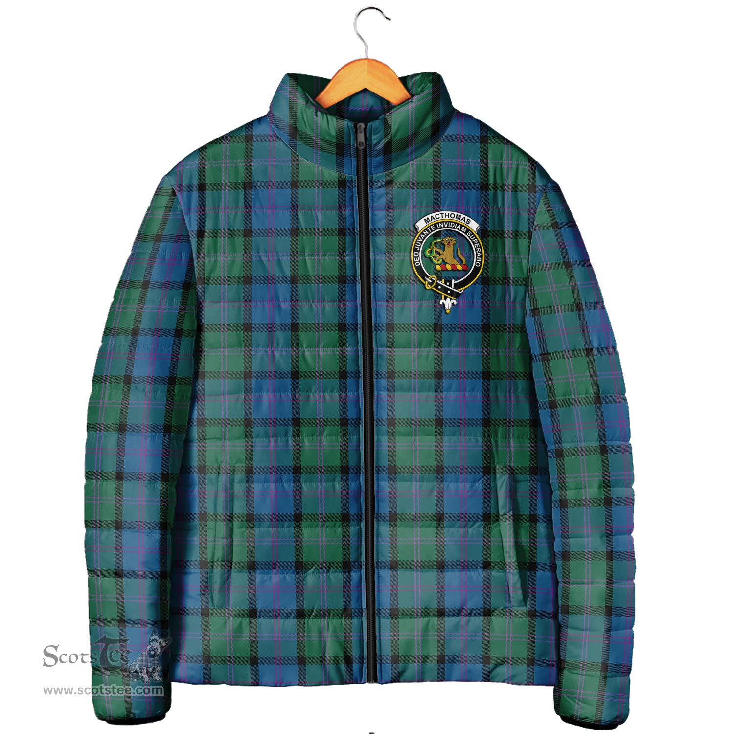 Scottish MacThomas Clan Crest Tartan Padded Jacket with Family Crest - Tartan Plaid Jacket ScotsTee Shop - Tartan Plaid - scotstee.com