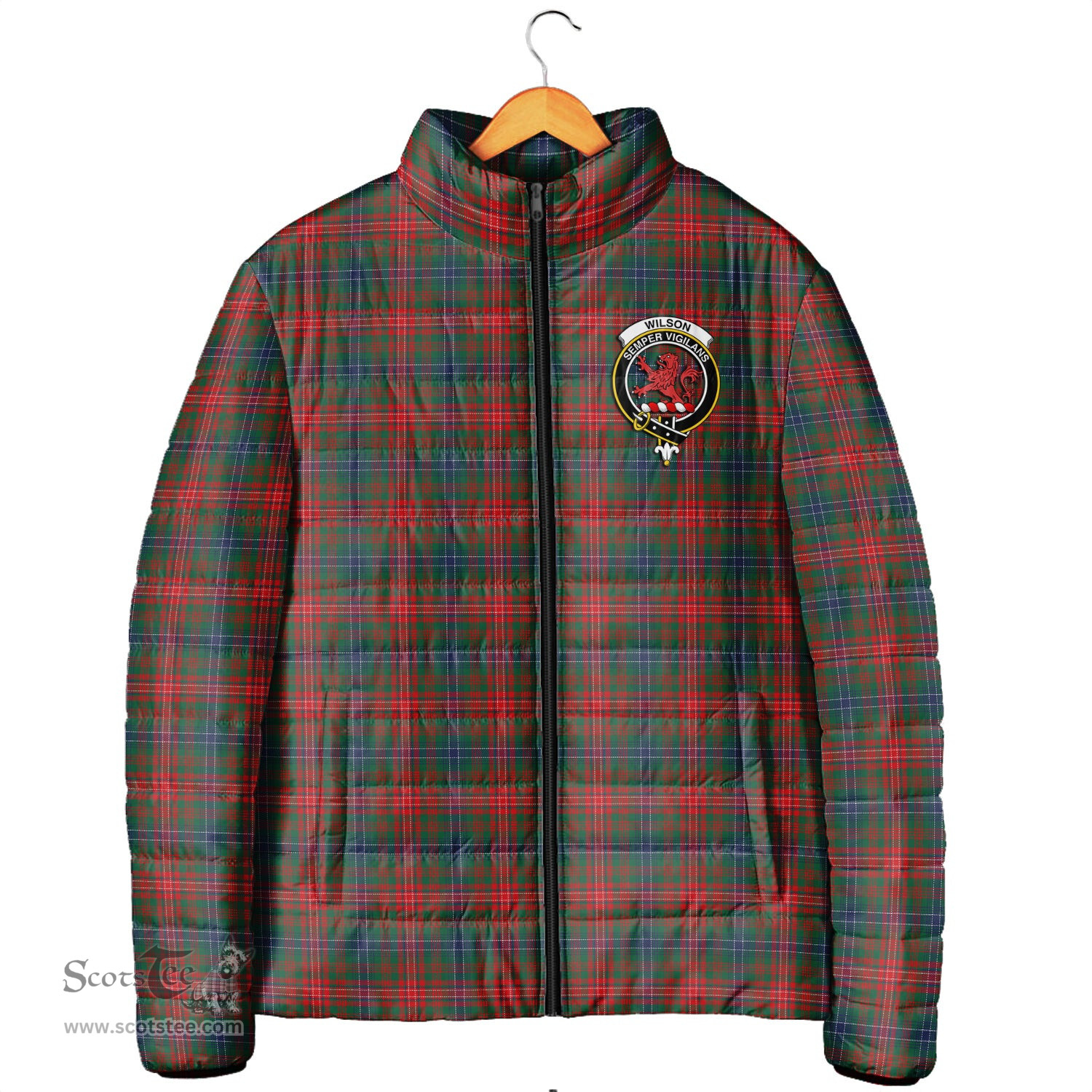 Scottish Wilson Modern Clan Crest Tartan Padded Jacket with Family Crest - Tartan Plaid Jacket ScotsTee Shop - Tartan Plaid - scotstee.com