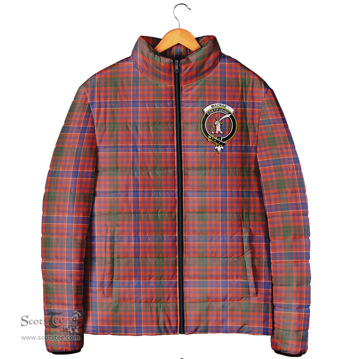 Scottish MacRae Ancient Clan Crest Tartan Padded Jacket with Family Crest - Tartan Plaid Jacket ScotsTee Shop - Tartan Plaid - scotstee.com