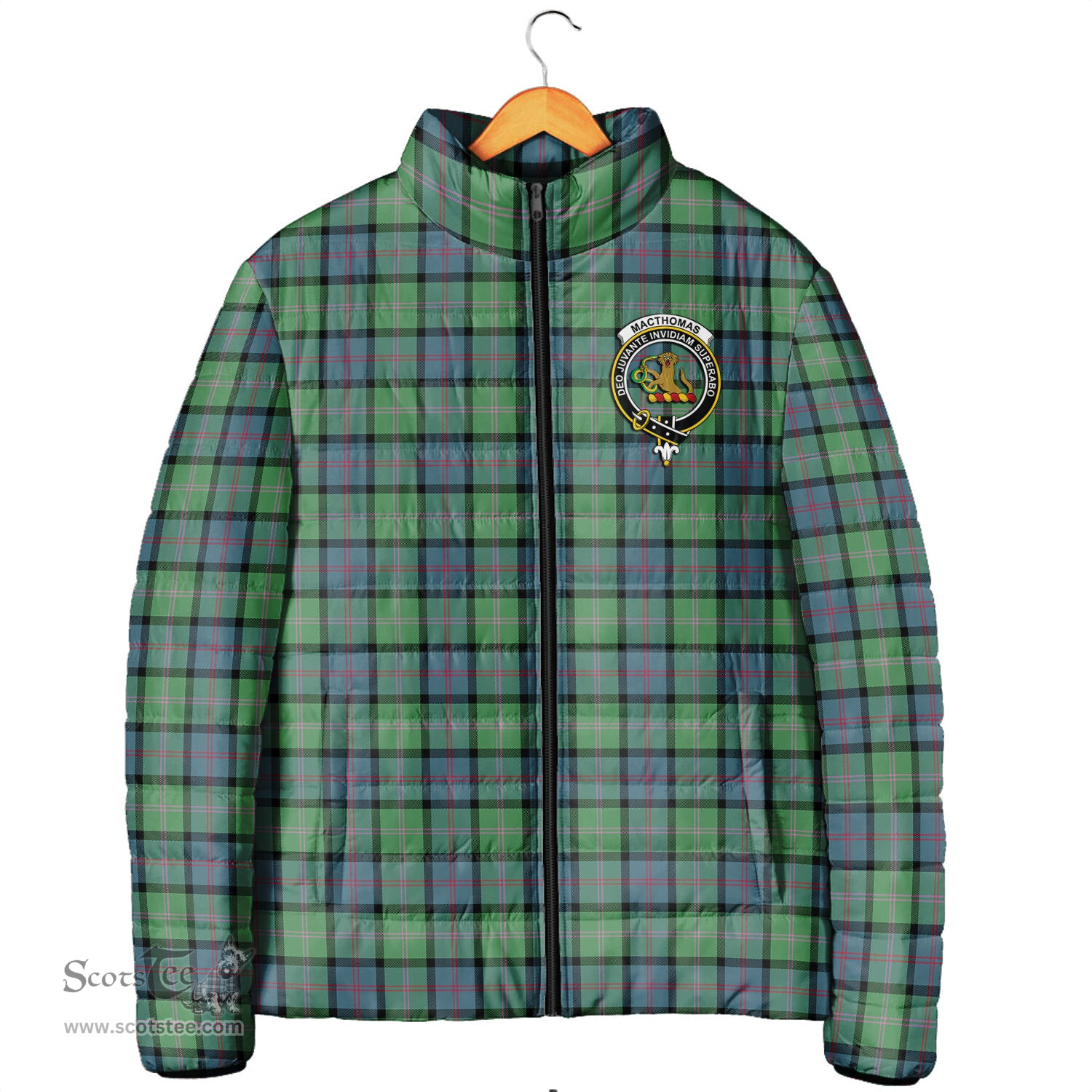 Scottish MacThomas Ancient Clan Crest Tartan Padded Jacket with Family Crest - Tartan Plaid Jacket ScotsTee Shop - Tartan Plaid - scotstee.com