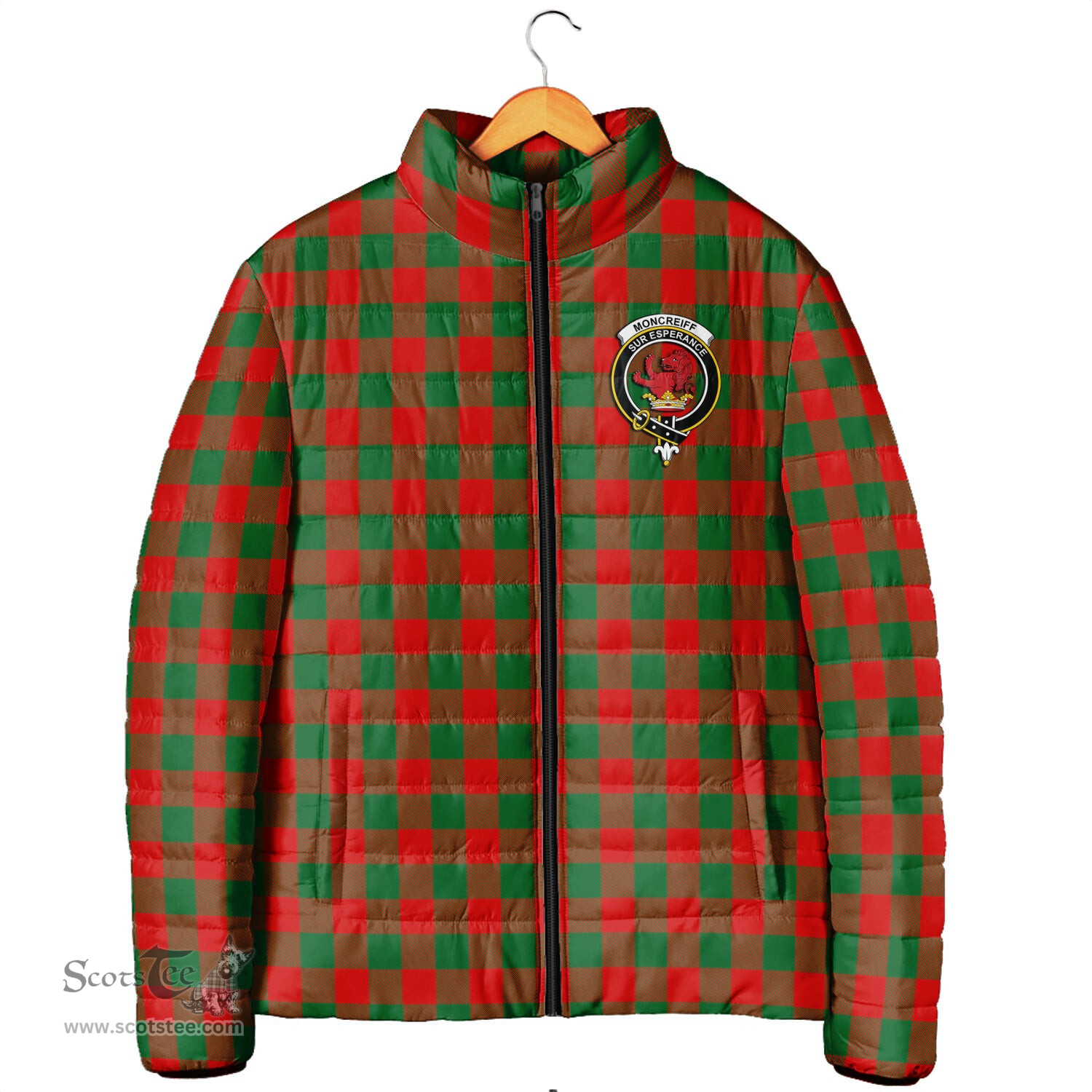 Scottish Moncrieff Modern Clan Crest Tartan Padded Jacket with Family Crest - Tartan Plaid Jacket ScotsTee Shop - Tartan Plaid - scotstee.com