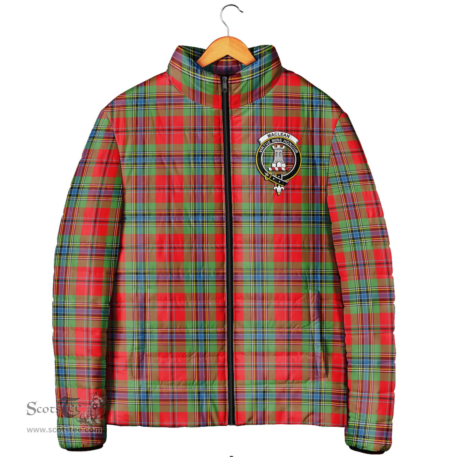 Scottish MacLean of Duart Modern Clan Crest Tartan Padded Jacket with Family Crest - Tartan Plaid Jacket ScotsTee Shop - Tartan Plaid - scotstee.com