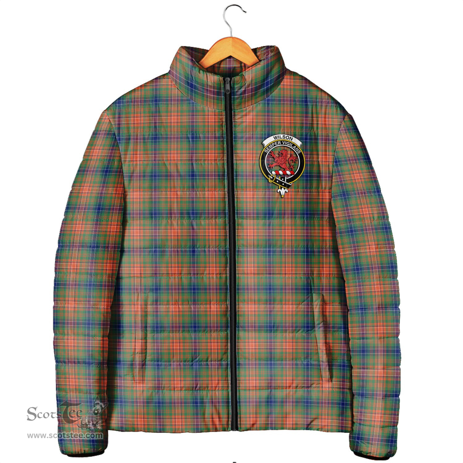 Scottish Wilson Ancient Clan Crest Tartan Padded Jacket with Family Crest - Tartan Plaid Jacket ScotsTee Shop - Tartan Plaid - scotstee.com