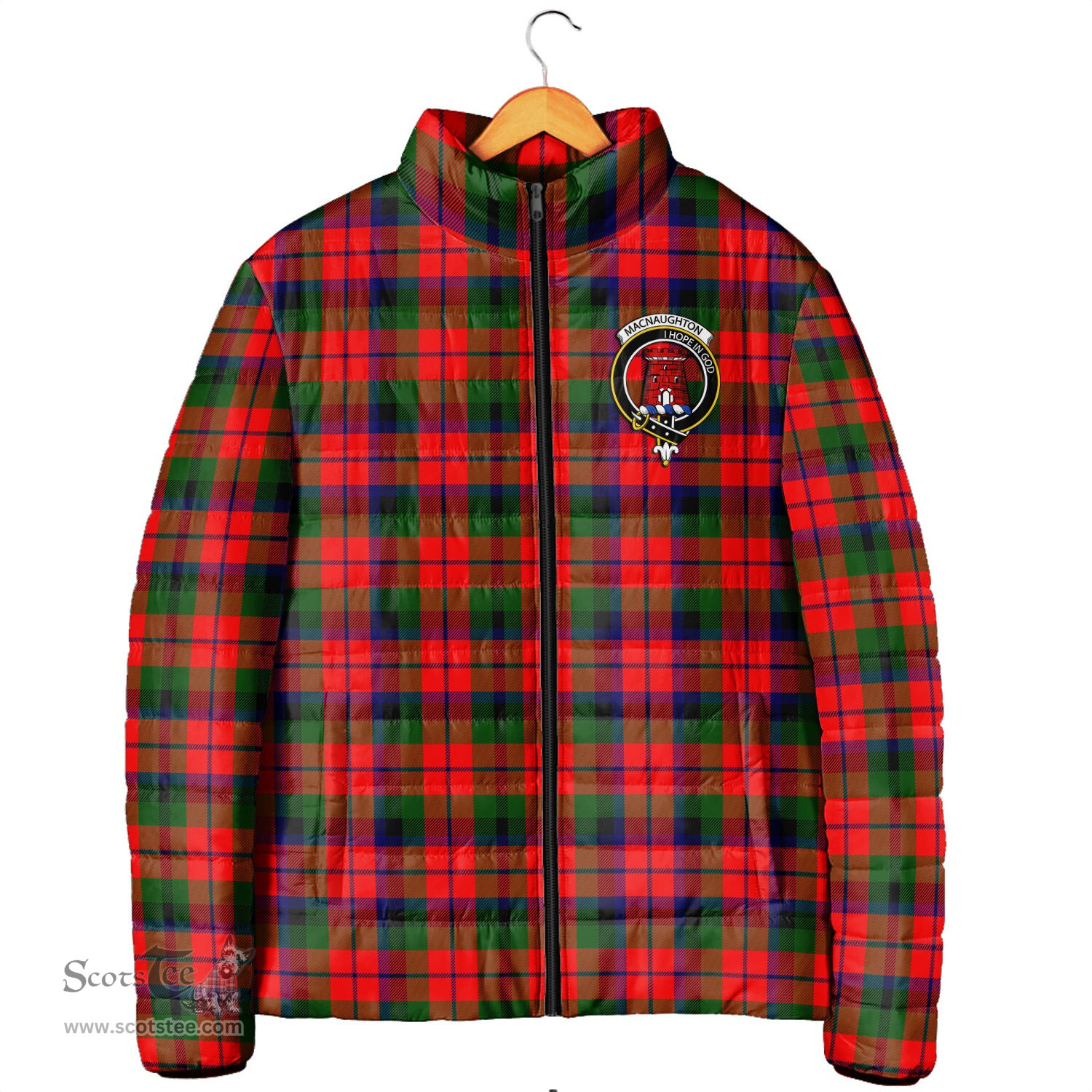 Scottish MacNaughton Modern Clan Crest Tartan Padded Jacket with Family Crest - Tartan Plaid Jacket ScotsTee Shop - Tartan Plaid - scotstee.com