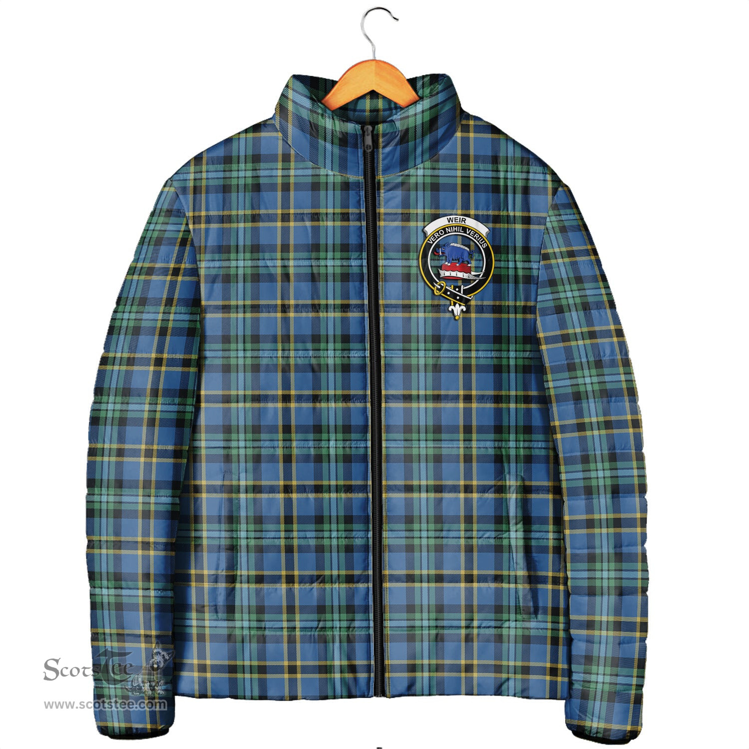 Scottish Weir Ancient Clan Crest Tartan Padded Jacket with Family Crest - Tartan Plaid Jacket ScotsTee Shop - Tartan Plaid - scotstee.com