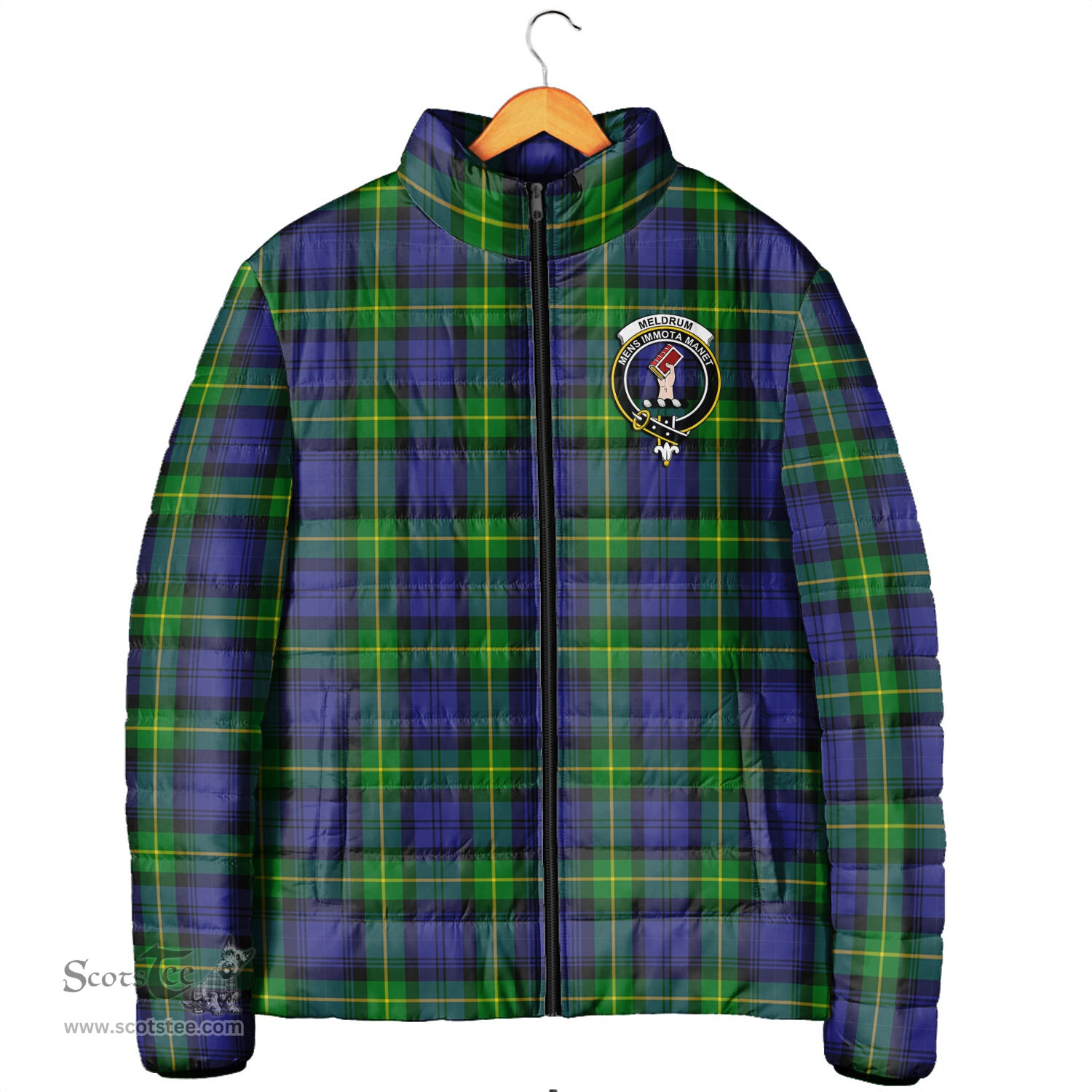 Scottish Meldrum Clan Crest Tartan Padded Jacket with Family Crest - Tartan Plaid Jacket ScotsTee Shop - Tartan Plaid - scotstee.com