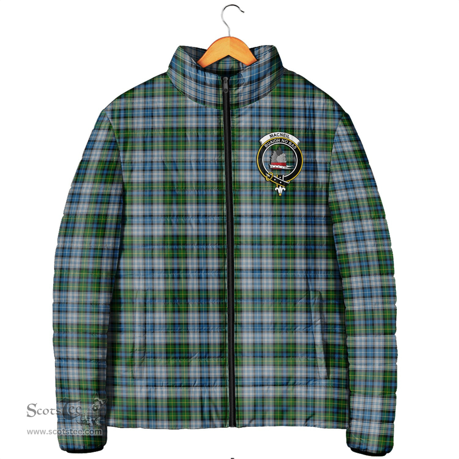 Scottish MacNeil Dress Clan Crest Tartan Padded Jacket with Family Crest - Tartan Plaid Jacket ScotsTee Shop - Tartan Plaid - scotstee.com