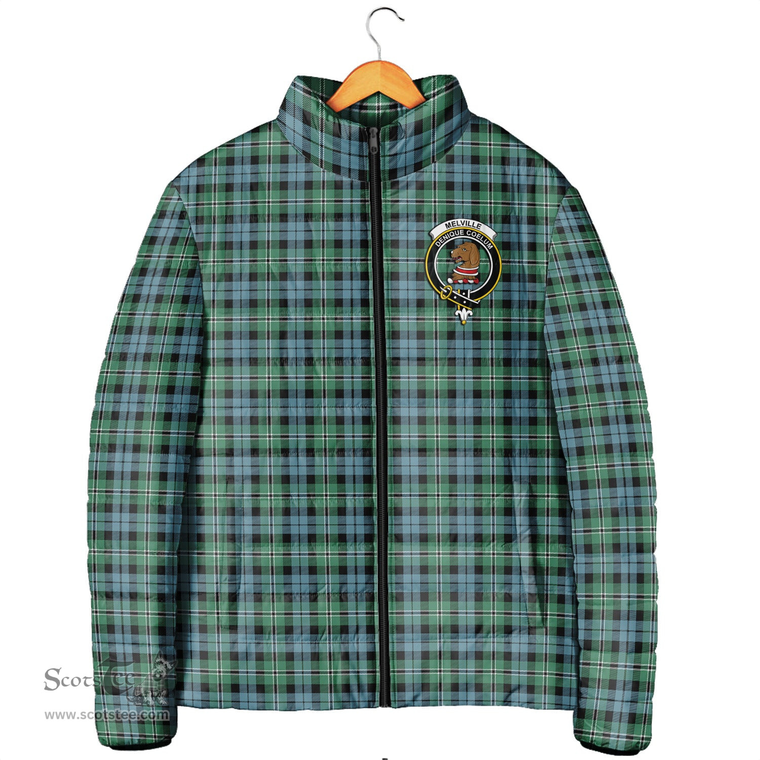 Scottish Melville Ancient Clan Crest Tartan Padded Jacket with Family Crest - Tartan Plaid Jacket ScotsTee Shop - Tartan Plaid - scotstee.com