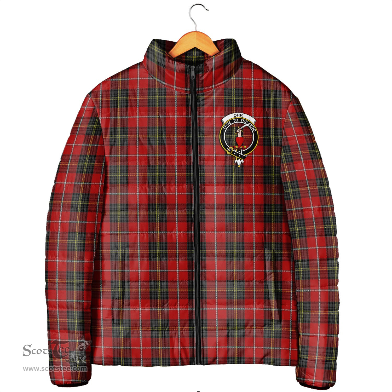 Scottish Orr Clan Crest Tartan Padded Jacket with Family Crest - Tartan Plaid Jacket ScotsTee Shop - Tartan Plaid - scotstee.com