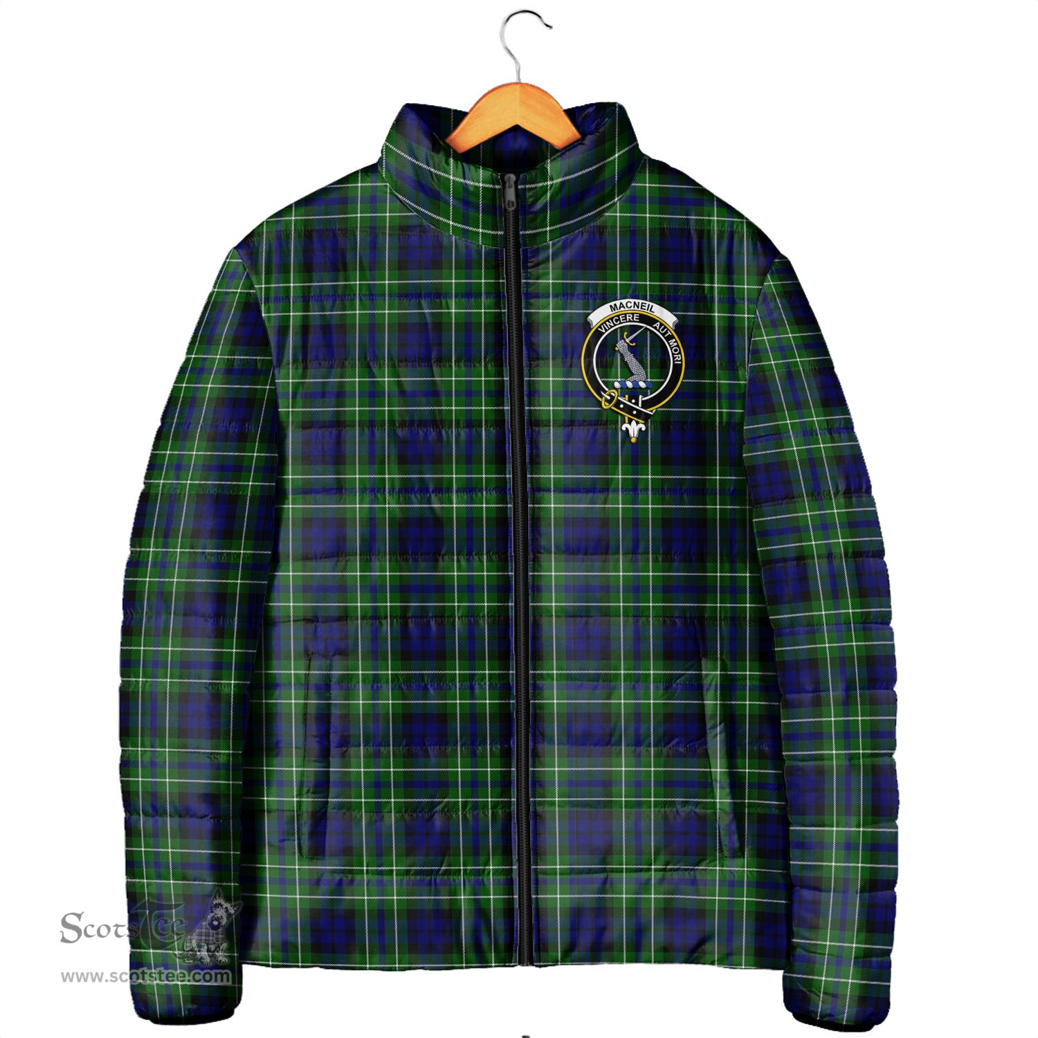 Scottish MacNeil of Colonsay Modern Clan Crest Tartan Padded Jacket with Family Crest - Tartan Plaid Jacket ScotsTee Shop - Tartan Plaid - scotstee.com