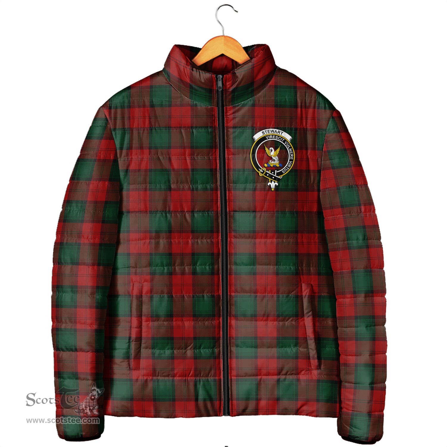 Scottish Stewart of Atholl Clan Crest Tartan Padded Jacket with Family Crest - Tartan Plaid Jacket ScotsTee Shop - Tartan Plaid - scotstee.com