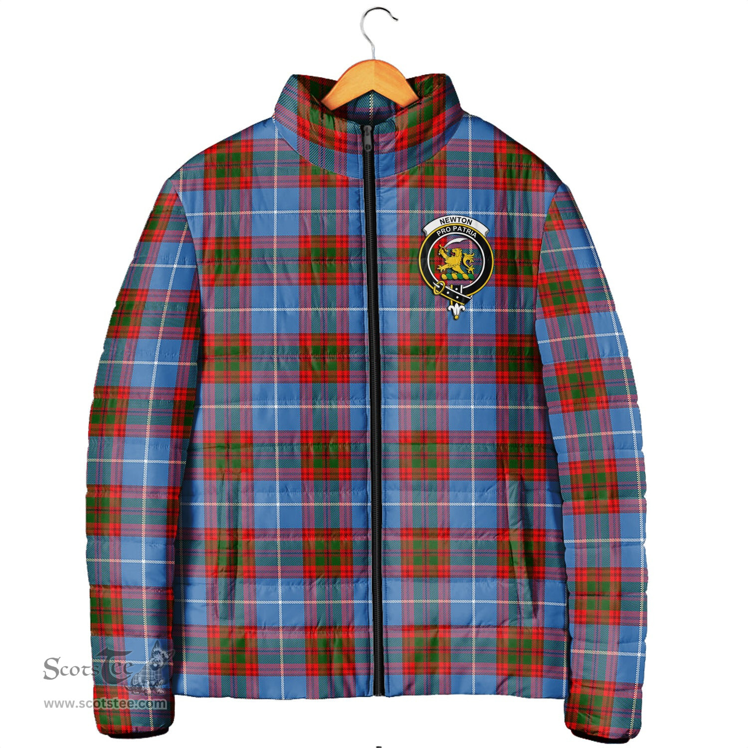 Scottish Newton Clan Crest Tartan Padded Jacket with Family Crest - Tartan Plaid Jacket ScotsTee Shop - Tartan Plaid - scotstee.com