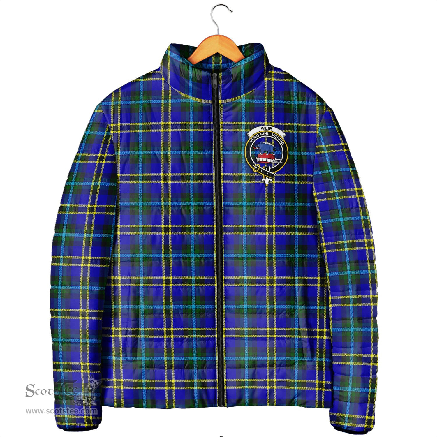 Scottish Weir Modern Clan Crest Tartan Padded Jacket with Family Crest - Tartan Plaid Jacket ScotsTee Shop - Tartan Plaid - scotstee.com