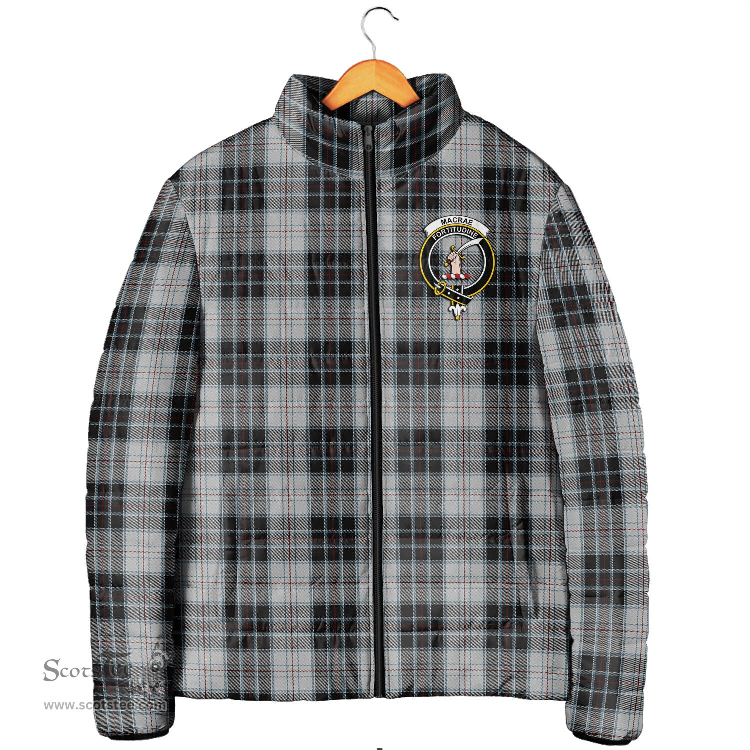 Scottish MacRae Dress Clan Crest Tartan Padded Jacket with Family Crest - Tartan Plaid Jacket ScotsTee Shop - Tartan Plaid - scotstee.com