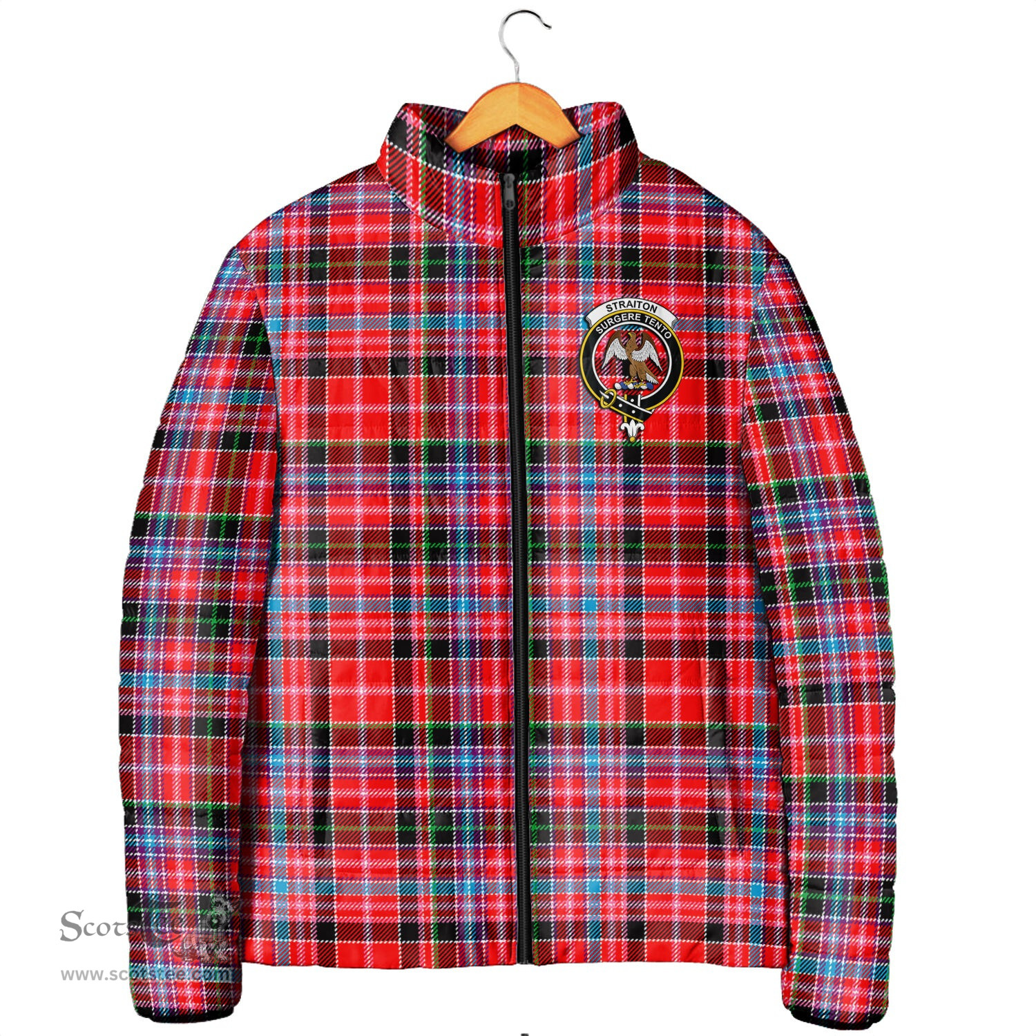 Scottish Straiton Clan Crest Tartan Padded Jacket with Family Crest - Tartan Plaid Jacket ScotsTee Shop - Tartan Plaid - scotstee.com