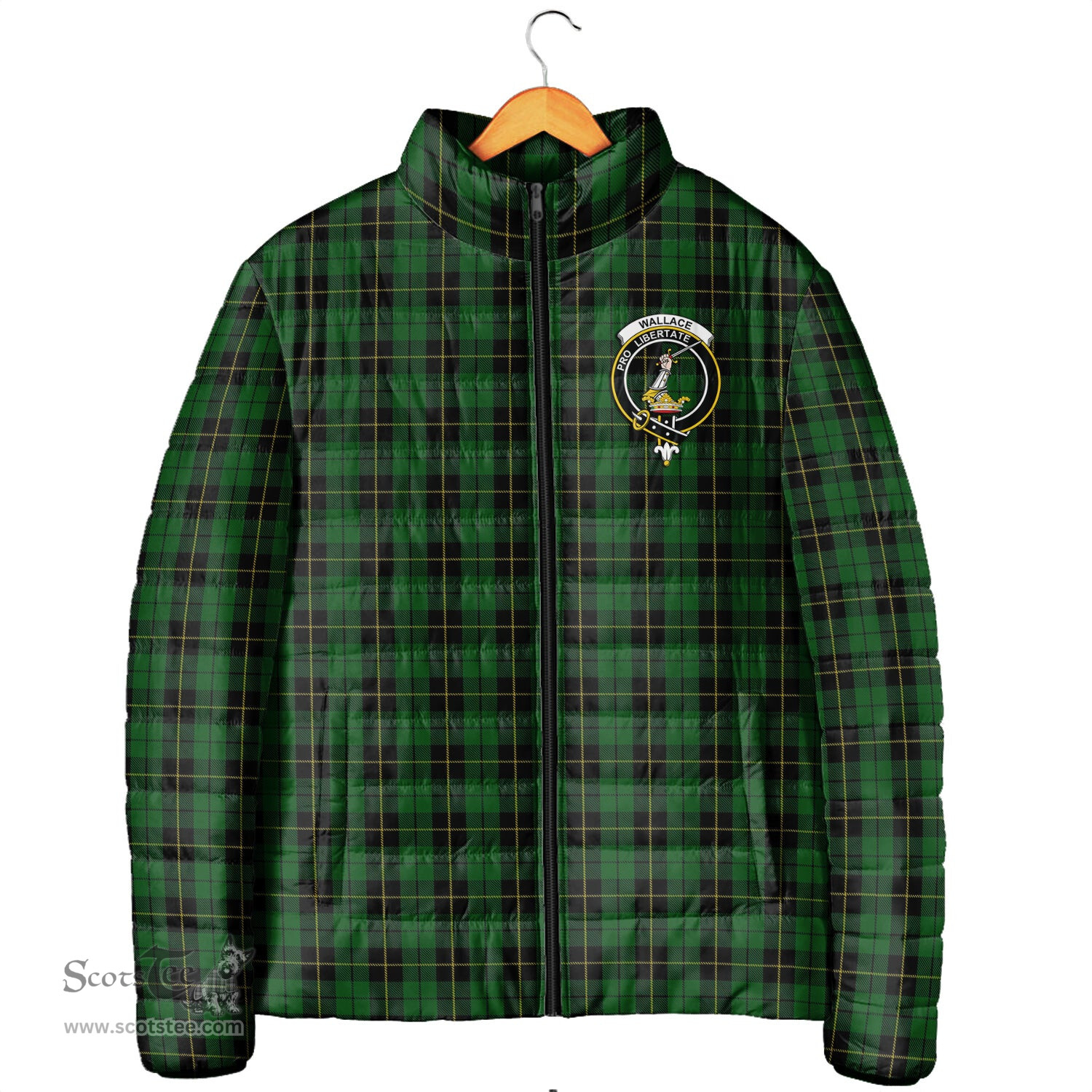 Scottish Wallace Hunting Clan Crest Tartan Padded Jacket with Family Crest - Tartan Plaid Jacket ScotsTee Shop - Tartan Plaid - scotstee.com