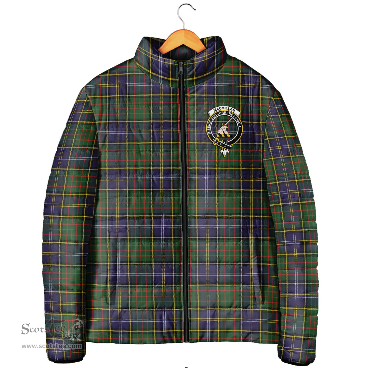 Scottish MacMillan Hunting Modern Clan Crest Tartan Padded Jacket with Family Crest - Tartan Plaid Jacket ScotsTee Shop - Tartan Plaid - scotstee.com